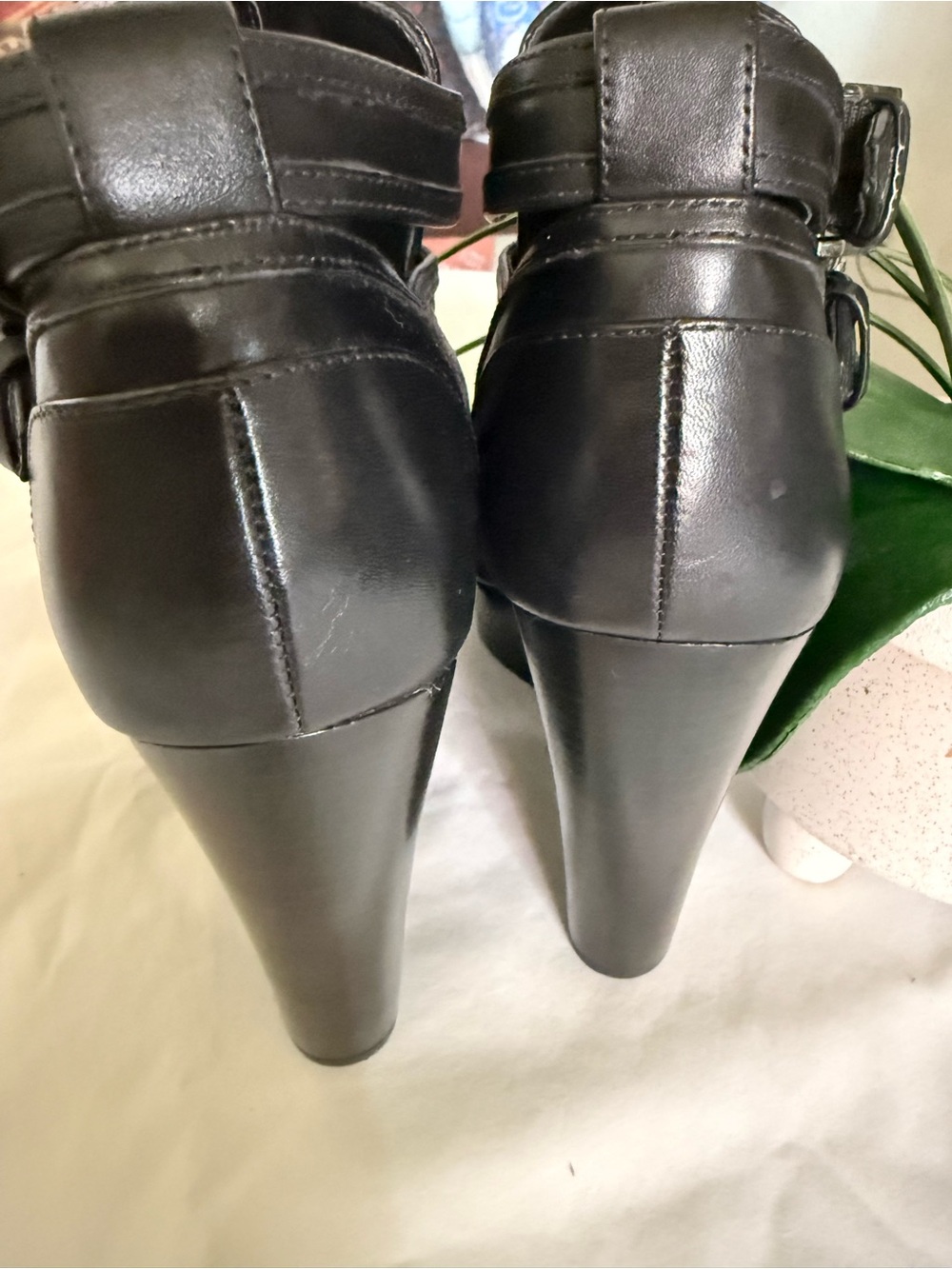 MICHAEL Michael Kors Black Peep-Toe Wedge Sandals with Buckle Straps - Picture 6 of 8